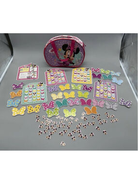 Minnie Mouse Bow Bingo Game With Pink Carry Bag